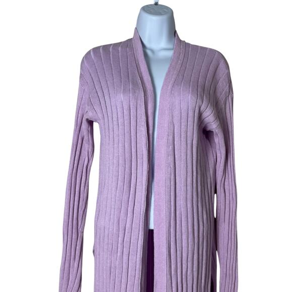free people | ribby rib lavender ribbed long sleeve side split cardigan sz S - Picture 3 of 11